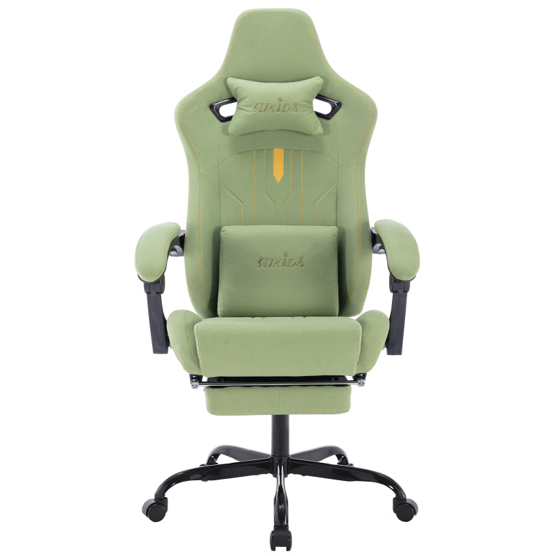Gaming Stuhl Computerstuhl Ergonomischer Gaming Chair mit Fußstütze Bürostuhl Ergonomischer Computerstuhl mit Lendenwirbelstütze Beige
