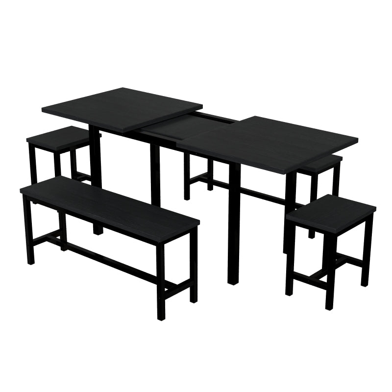 Esstisch-Set (mit Esstisch, 4 Stühlen), schwarz