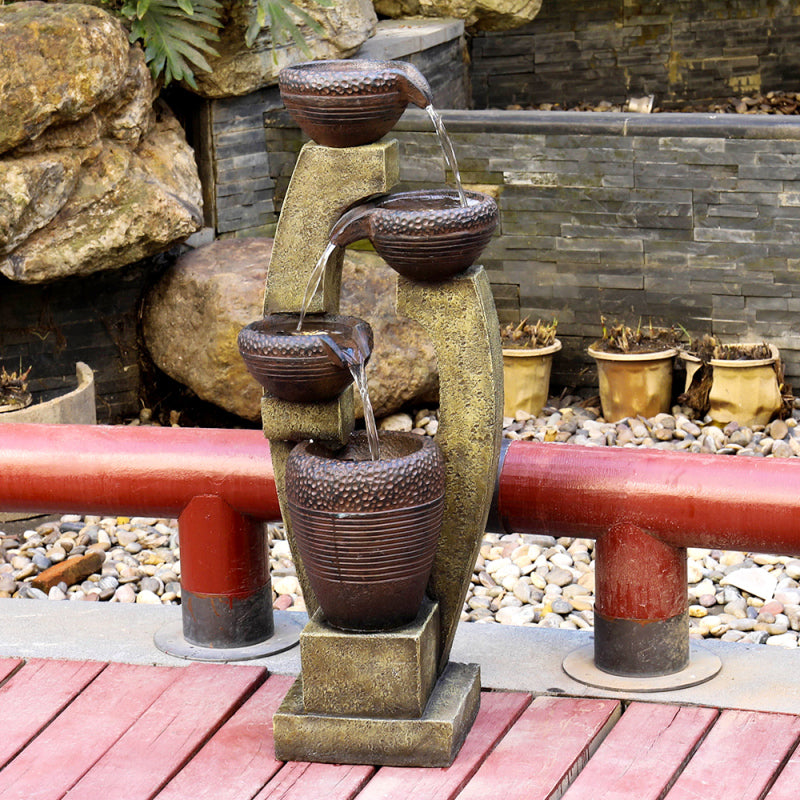 40inches Tall Modern Outdoor Garden Fountain with Contemporary Design for Garden, Patio Decor