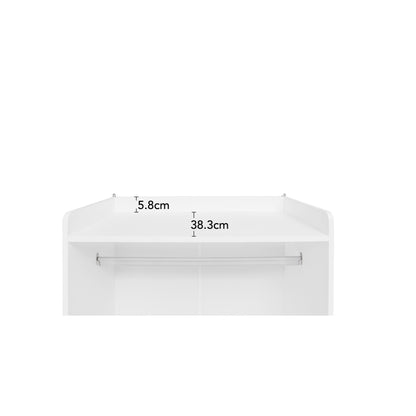 Weißer Kleiderschrank mit drei Schubladen – Garderobe mit Stauraumregal im Boho-Stil – Höhe 180 cm – ideal für Flur, Wohnzimmer, Schlafzimmer, Arbeitszimmer oder Büro.Maße:70*48*180cm