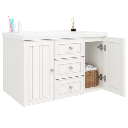 Badezimmerschrank mit Waschbecken,weiß