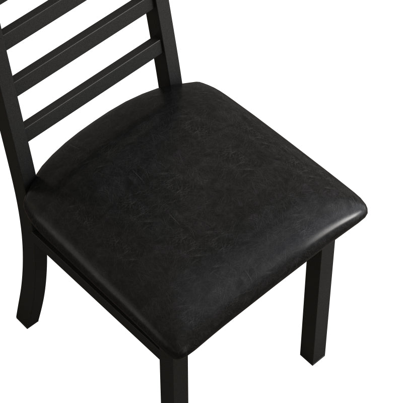Metal Dining Chairs Set of 4, Steel Legs and PU Leather Seats, High Back Armless Dining Chairs, for Kitchen, Living Room, Black
