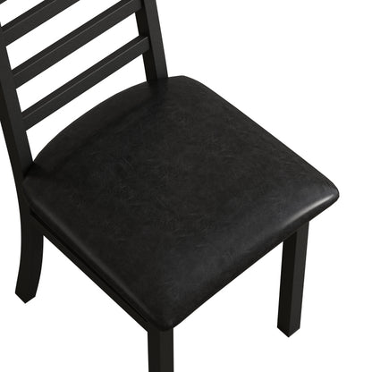 Metal Dining Chairs Set of 4, Steel Legs and PU Leather Seats, High Back Armless Dining Chairs, for Kitchen, Living Room, Black