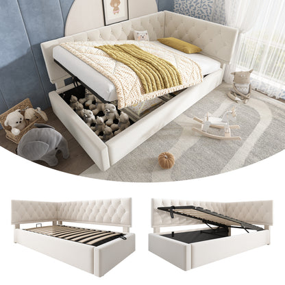 Polsterbett Tagesbett Daybett 90x200cm, Schlafsofa mit hydraulischem Stauraum, Kinderbett Jugendbett Bettgestell mit Lattenrost aus Holz, Samt, Grau, ohne Matratze.