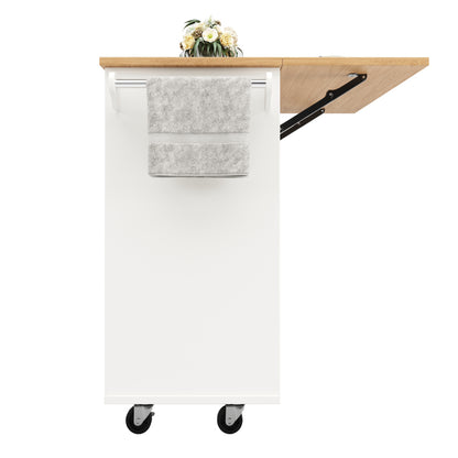 Kücheninsel mit herausnehmbaren Trennwänden, Küchenschrank, Esszimmerwagen mit Arbeitsplatte, Buffetschrank, Esszimmerwagen mit Holzmaserung, ausgestattet mit Snackhalter und Weinglasregal, weiß