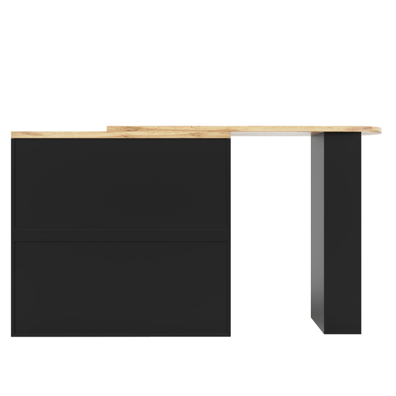 Um 360° drehbarer Bartisch (Hauptkörper 105 x 39 x 102 cm), mit 2 Schubladen und Schiebetürschrank, 3 Ebenen offener Stauraum, geeignet für Esszimmer/Arbeitszimmer/Wohnzimmer usw