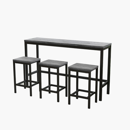 148CM Modern Design Kitchen Dining Table, Pub Table, Long Dining Table Set with 3 Stools;148CM Modernes Design Küche Esstisch, Kneipentisch, Langer Esstisch Set mit 3 Hockern, Einfache Montage, Grau