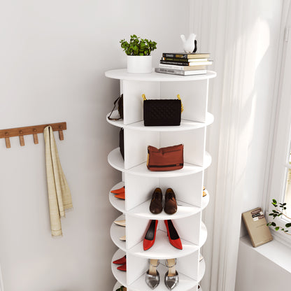 Drehbarer Schuhschrank (360°), 165 cm hoch, Schuhregal für 28 Paar Schuhe, Modernes Design, Wihte