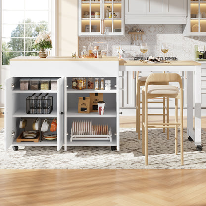 Ausziehbarer Bartisch 118-180cm, Stehtisch mit 6 Ablagefächern, Weiß