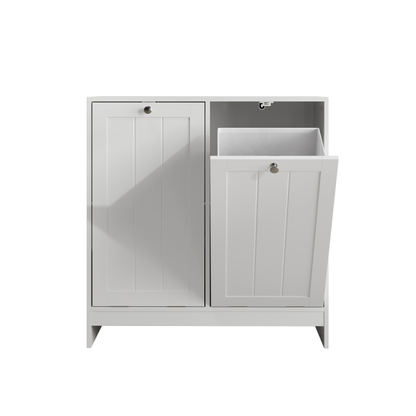 Badezimmer-Wäschekorb-Aufbewahrungsschrank, freistehender Home-Organizer, weiß
