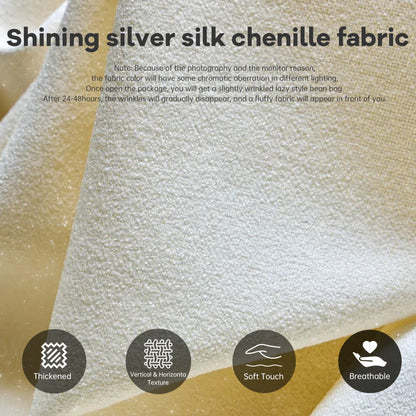 Ergonomischer Sitzsack Sessel mit 5-Zonen-Körperunterstützung, Bean Bag Chair aus Chenille-Stoff,  Weiß