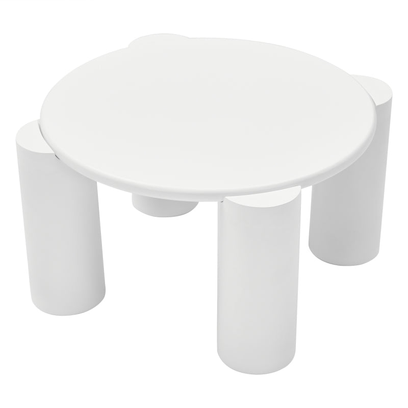 White Cloud Couchtisch, moderner Couchtisch mit 4 stabilen Stützbeinen, kleiner weißer Couchtisch, runde Kante, passt gut in Wohnzimmer, Schlafzimmer, Balkon, Terrasse