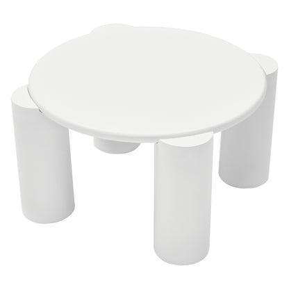 White Cloud Couchtisch, moderner Couchtisch mit 4 stabilen Stützbeinen, kleiner weißer Couchtisch, runde Kante, passt gut in Wohnzimmer, Schlafzimmer, Balkon, Terrasse
