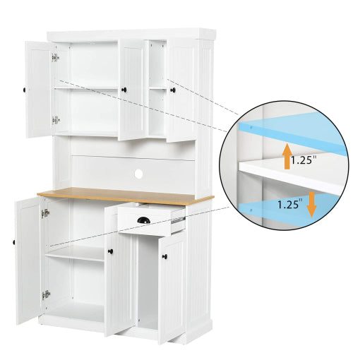 Buffetschrank 180 cm hoch, Anrichte in Holzoptik, Küchenschrank mit Schublade & offenem Fach