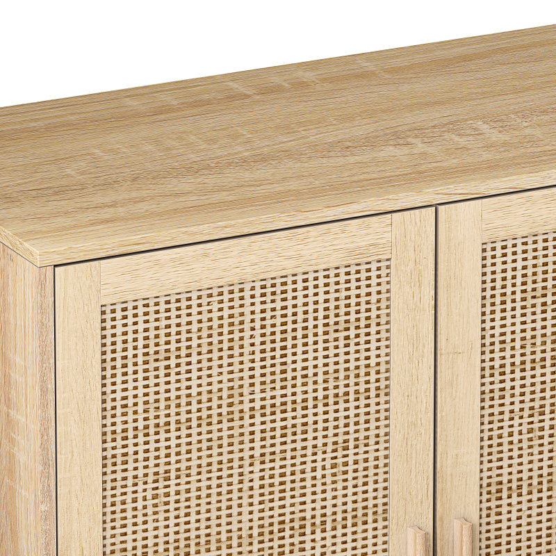 158CM Elegant and Functional 4-Door Rattan Decorative Storage Cabinet,for Bedroom,Living Room,Office;158CM Eleganter und funktioneller 4-türiger Rattan Schrank für Schlafzimmer, Wohnzimm