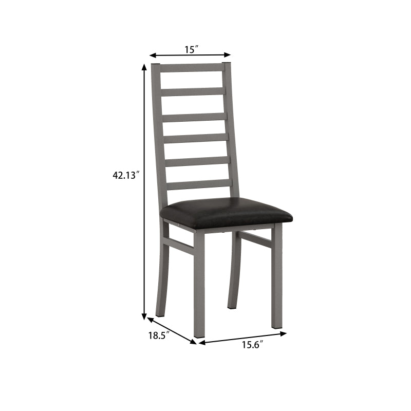 Metal Dining Chairs Set of 4, Steel Legs and PU Leather Seats, High Back Armless Dining Chairs, for Kitchen, Living Room, Grey
