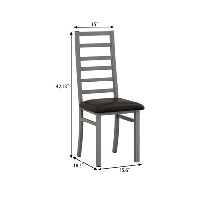 Metal Dining Chairs Set of 4, Steel Legs and PU Leather Seats, High Back Armless Dining Chairs, for Kitchen, Living Room, Grey