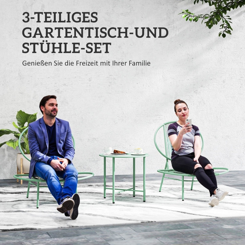 Set 3-teilig aus Stahl Wetterfest Gartenmöbel Set, Balkonmöbel Set, Grün