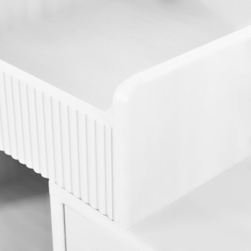 Kosmetiktisch-Set mit LED-Spiegel und 3-Farben-Beleuchtung, Schminktisch aus Holz mit 3 Schubladen und Seitenschrank, ausziehbares Design - Maße: B120/H90/T40 cm (ohne Hocker)