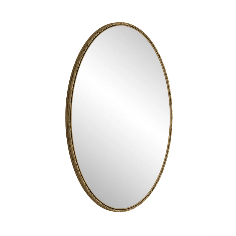 Iron Art Oval Retro Mirror, Antique Effect, Wall Hanging, Suitable For Bathroom, Bedroom, Living Room (Gold)