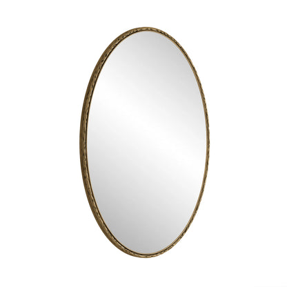 Iron Art Oval Retro Mirror, Antique Effect, Wall Hanging, Suitable For Bathroom, Bedroom, Living Room (Gold)