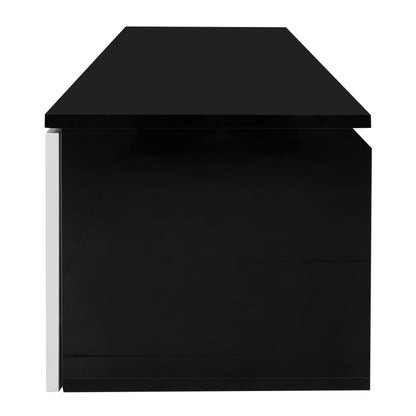 Schwarz-weißer TV-Schrank, 180 cm lang, Hochglanzoberfläche, mit 16-farbiger LED-Beleuchtung, wandmontierbar