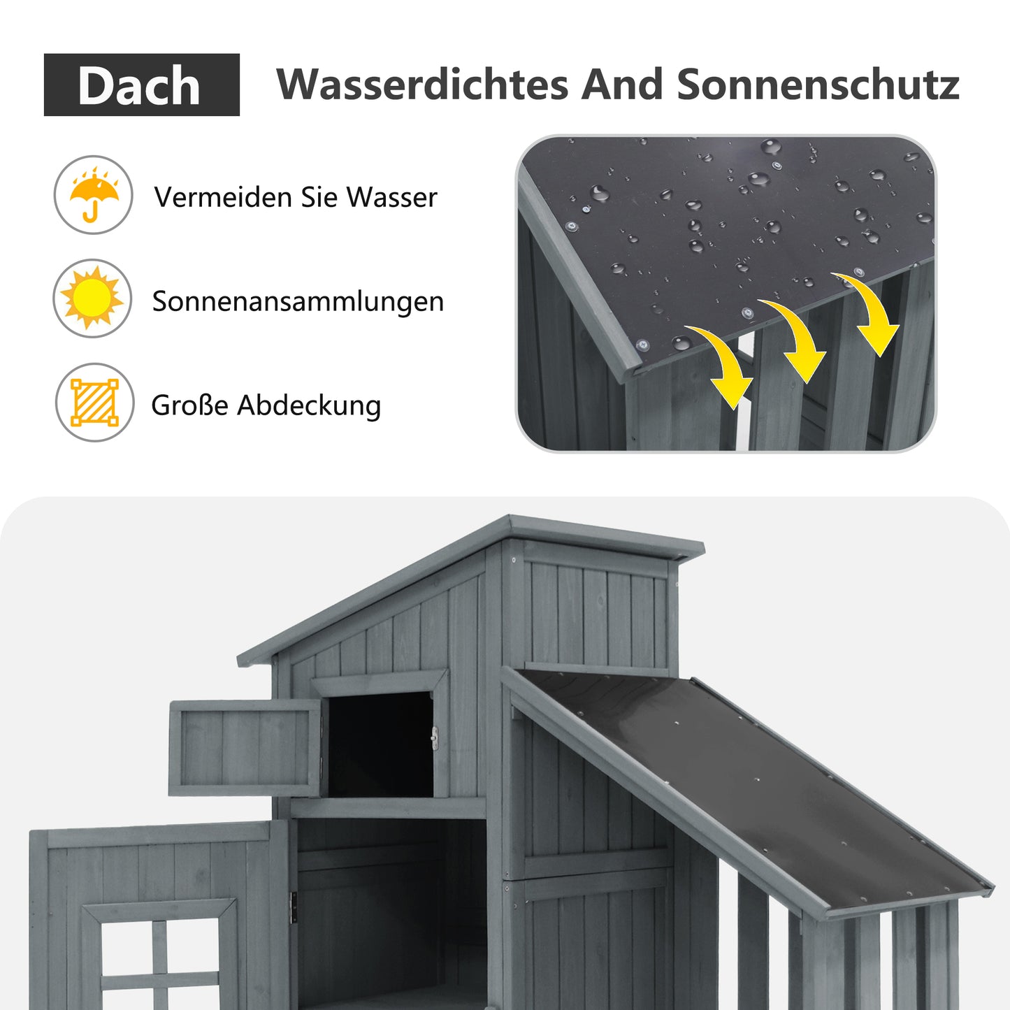 Gerätehaus Gartenschrank Geräteschuppen Geräteschrank, BxT: 124x46 cm,BxTxH:124x46x174cm, auch für kleine Gärten geeignet,Grau, (Holzhütte, 1 St., Gartenhaus)
