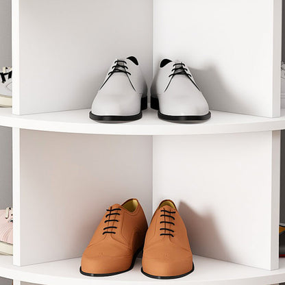 Drehbares Schuhregal 6 Etagen, 360°, Stiefelfach, 24 Paar, Weiß, 161 cm hoch