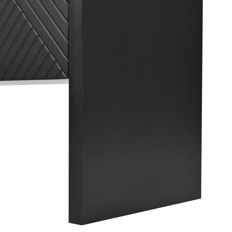 Kommode / Sideboard / Flurschrank mit 2 offenen Fächern und 4 Türen, Schwarz
