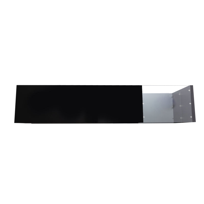 TV-Schränke, Lowboards, Hochglanz-Wohnzimmermöbel. Glastrennwände und variable LED-Beleuchtung. Es verbindet natürlichen, rustikalen Stil mit modernem Design.