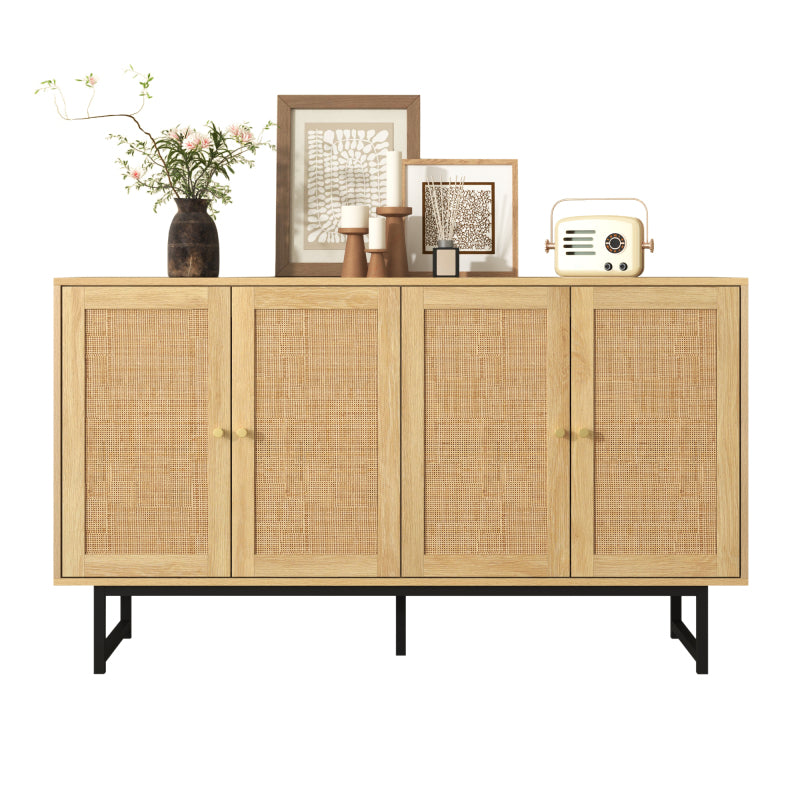Sideboard, Stilvoller Weinschrank mit zwei Schubladen, 18 Fächern und Gläserhalterung – Mattschwarze Metallfüße – Perfekt für Weinliebhaber