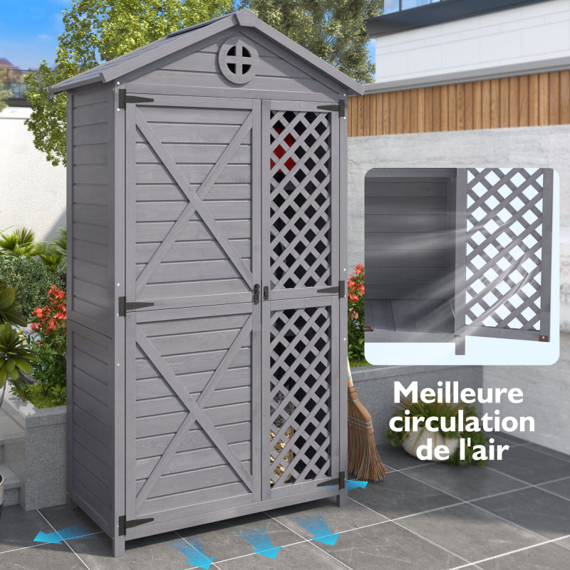 Outdoor Holz Gartenmöbel Aufbewahrungsschuppen, Werkzeughaus für Garten, Terrasse, verblassungsfrei, wetterfest, wartungsfrei, umweltfreundlich, sicher und geschützt, grau