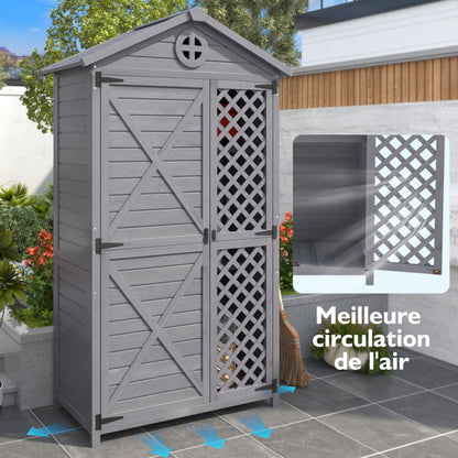 Outdoor Holz Gartenmöbel Aufbewahrungsschuppen, Werkzeughaus für Garten, Terrasse, verblassungsfrei, wetterfest, wartungsfrei, umweltfreundlich, sicher und geschützt, grau