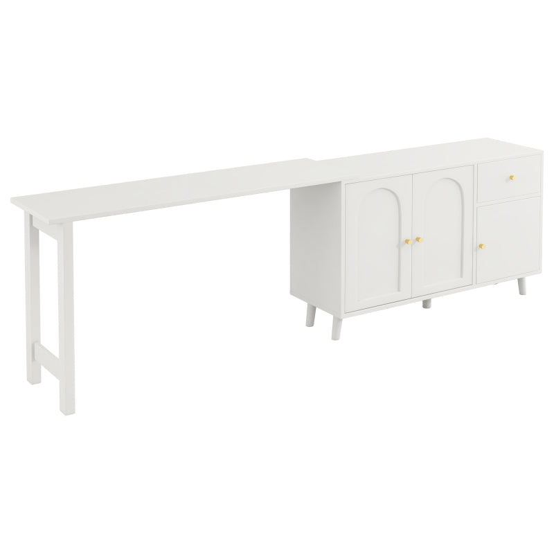 Multifunktionaler 2 in 1 Schreibtisch und Sideboard – 360° drehbar, 3 Türen 1 Schublade, Eckschreibtisch, Frisiertisch, Schreibtisch,Sideboard