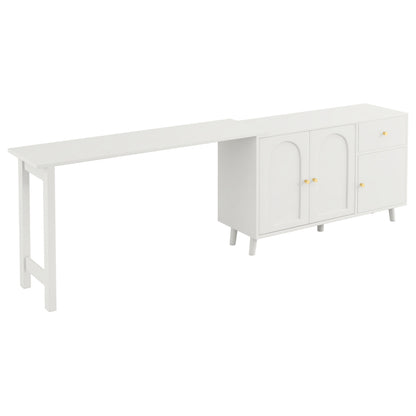 Multifunktionaler 2 in 1 Schreibtisch und Sideboard – 360° drehbar, 3 Türen 1 Schublade, Eckschreibtisch, Frisiertisch, Schreibtisch,Sideboard