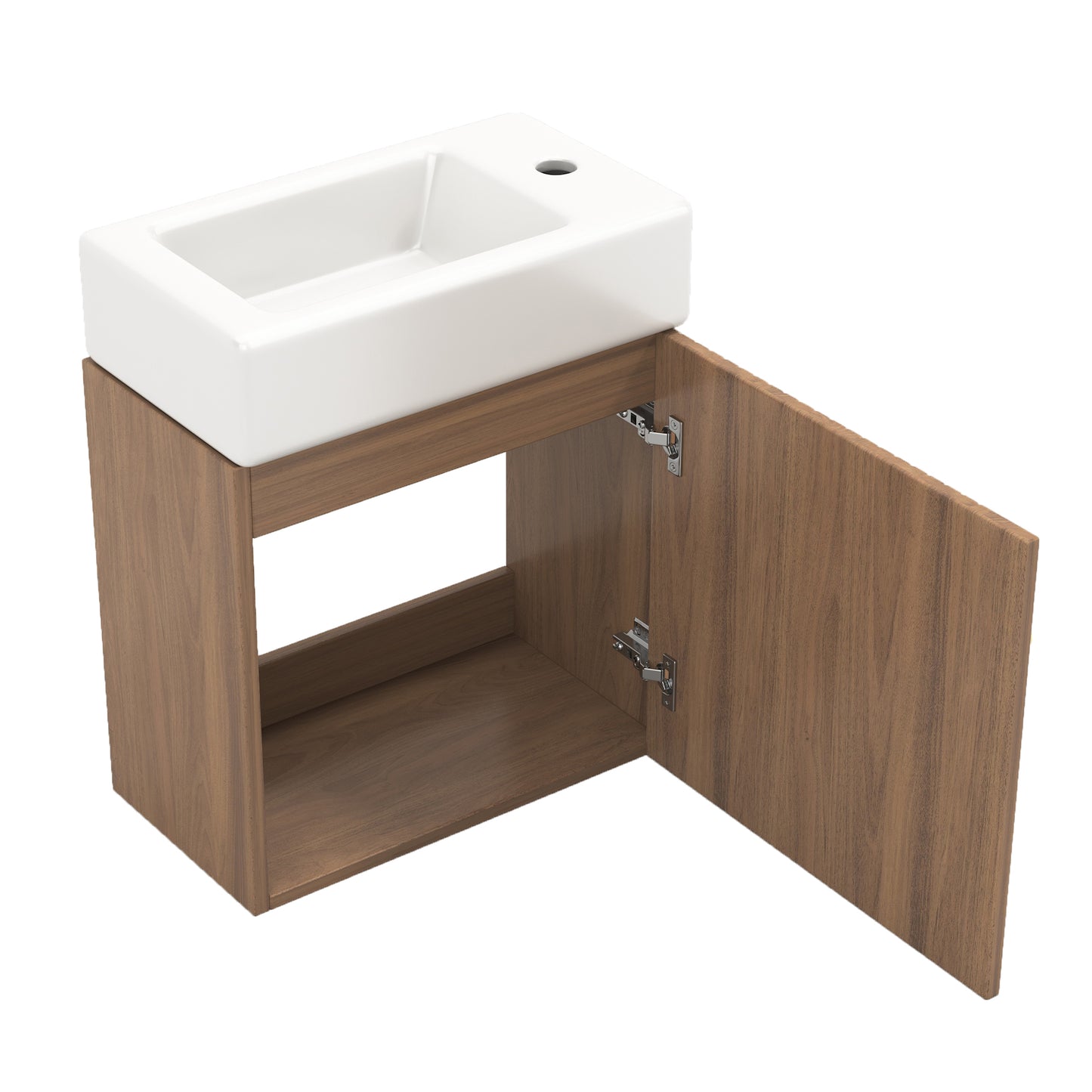 Badezimmermöbel Waschbecken mit Waschtischunterschrank 46 cm , Waschtischunterschrank hängend , Kleine Gästebad Möbel, Natural Wood