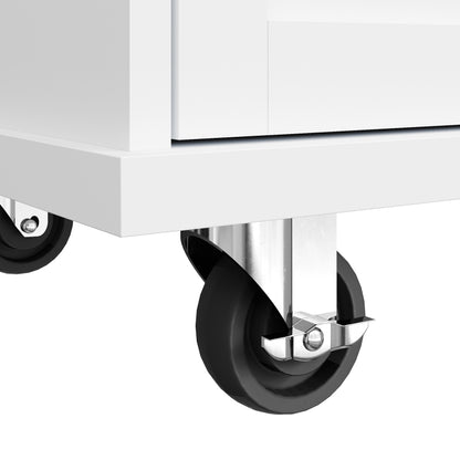 Speisewagen (134 x 46 x 92 cm), moderner und einfacher weißer Speisewagen, kombiniertes Schubladen-Aufbewahrungsschrank-Design, mobiles und festes Dual-Use-Design, geeignet für Privat- und Gewerbeküch