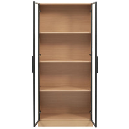 Glasvitrine, Eiche-Optik, 70×40×160 cm: LED-beleuchteter Vitrinenschrank mit gehärtetem Glas und Einlegeböden, ideal für Sammlungen, Bücher und Wein.