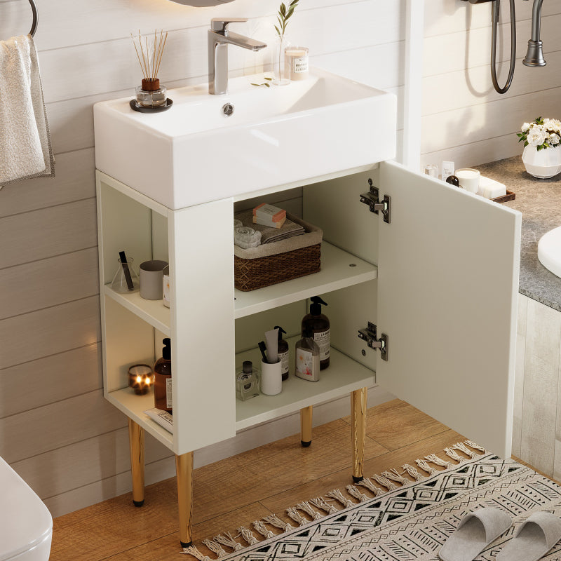 Badezimmermöbel Waschbecken mit Waschtischunterschrank 55 cm , Waschtischunterschrank , Kleine Gästebad Möbel , weiß