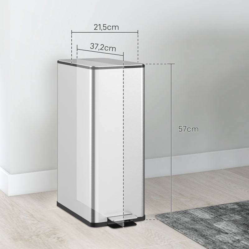 Mülleimer 20L Treteimer Edelstahl mit Deckel und Fußpedal, Kosmetikeimer mit Inneneimer für Wohnzimmer und Büro
