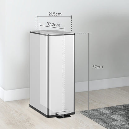 Mülleimer 20L Treteimer Edelstahl mit Deckel und Fußpedal, Kosmetikeimer mit Inneneimer für Wohnzimmer und Büro