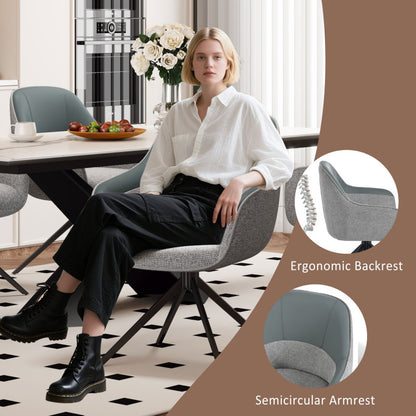 2 Drehbare Stühle mit Kunstleder-Stoff-Kombination, perfekt für Küche und Esszimmer, Grau