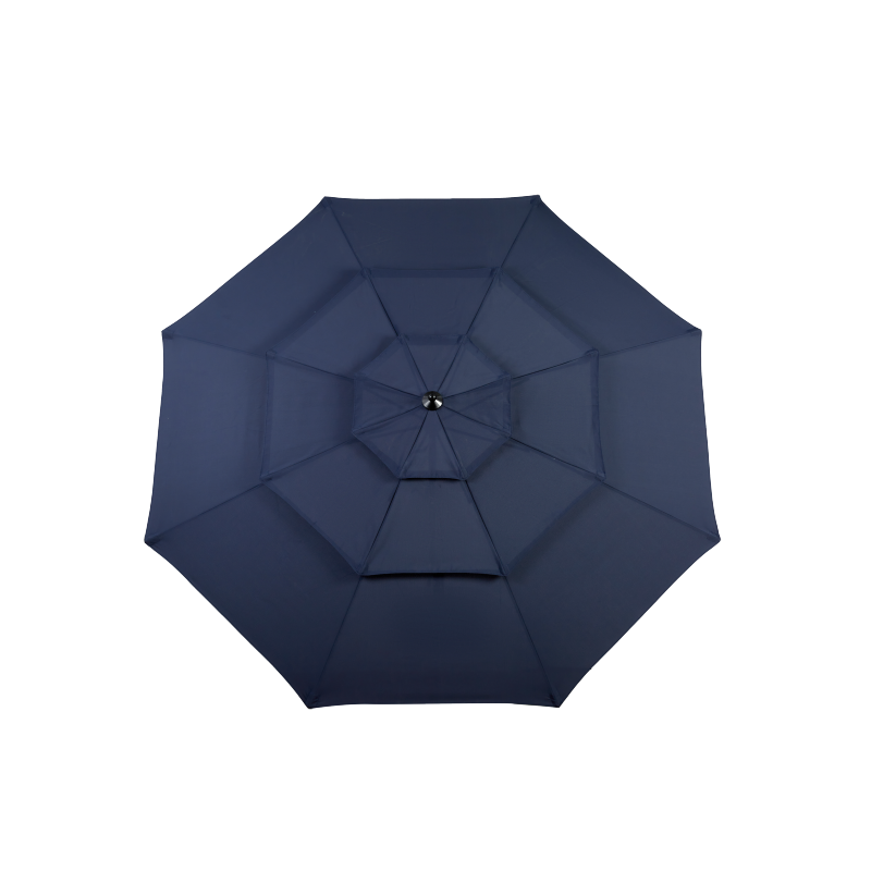 14.8 Ft Double Sided Outdoor Umbrella Rectangular Large with Crank (Navy Blue) (No Base)