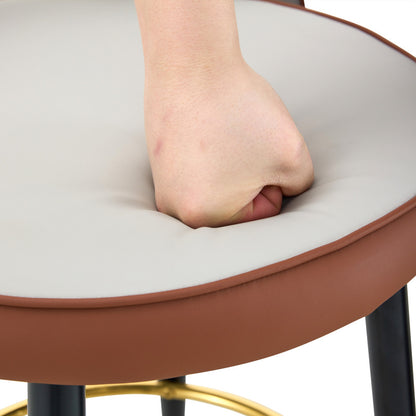 360° drehbarer Barstuhl. Hellgraue und braune Plätze Kissen, PU-Material, bequeme Padded Bar Stuhl, Eine Box von 2 Packungen.