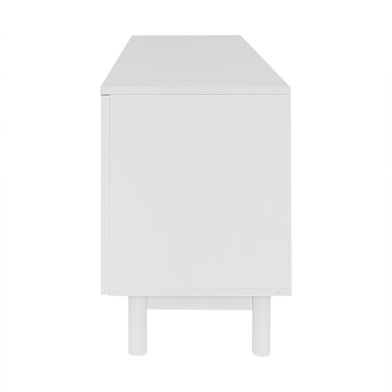 Moderner weiß TV-Schrank – 175 x 38 x 56 cm, verstellbare Einlegeplatten, Leichte Lowboard-TV-Möbel im Luxusstil