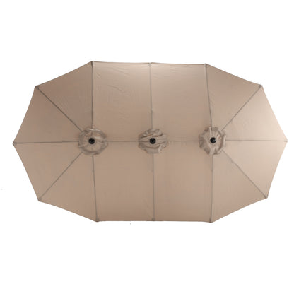14.8 Ft Double Sided Outdoor Umbrella Rectangular Large with Crank (khaki )(No Base)