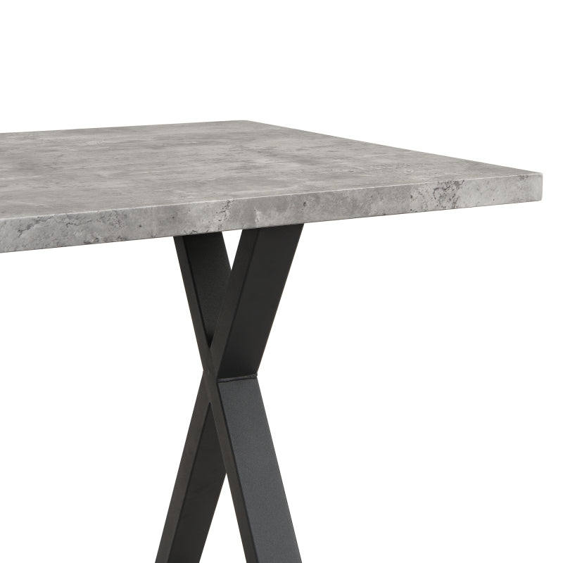 Moderner, einfacher Esstisch aus Schmiedeeisen, L140*B80*H76cm, Betonoptik+schwarz
