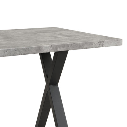 Moderner, einfacher Esstisch aus Schmiedeeisen, L140*B80*H76cm, Betonoptik+schwarz