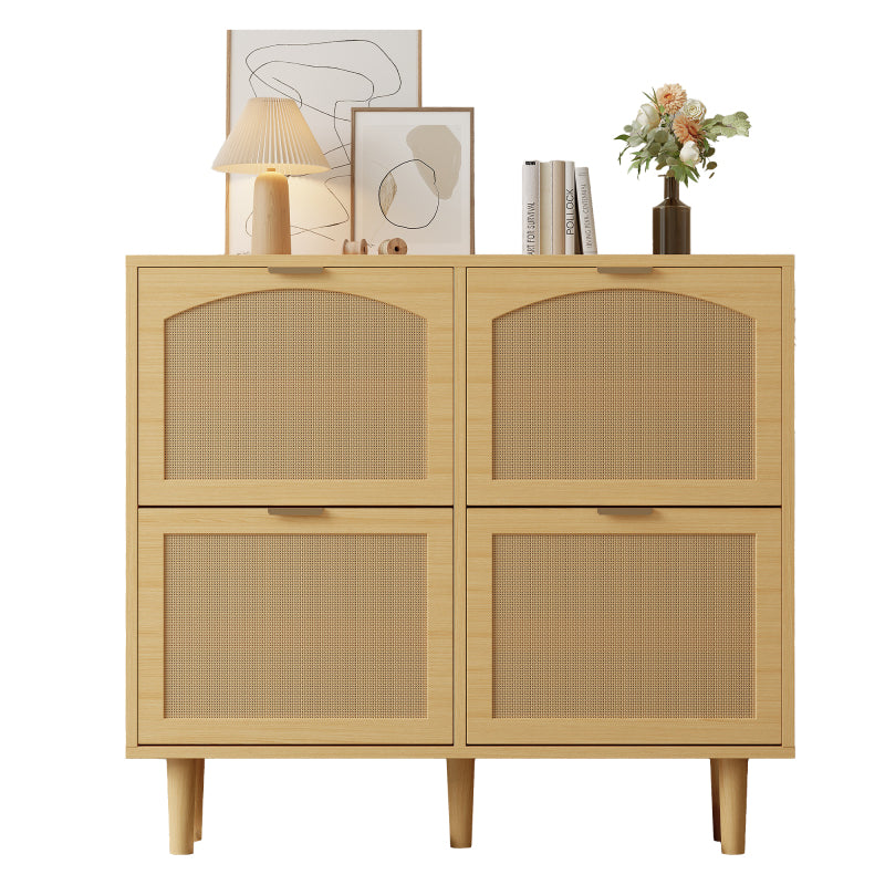 Schuhschrank mit 4 Klappschubladen, Schuhregal für Flur, Schlafzimmer, Wohnung,Holzmöbel, Landhausstil