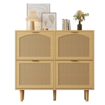 Schuhschrank mit 4 Klappschubladen, Schuhregal für Flur, Schlafzimmer, Wohnung,Holzmöbel, Landhausstil